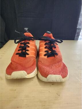 Size 9.5 Adidas Orange Knit Running Shoes with Black Laces
